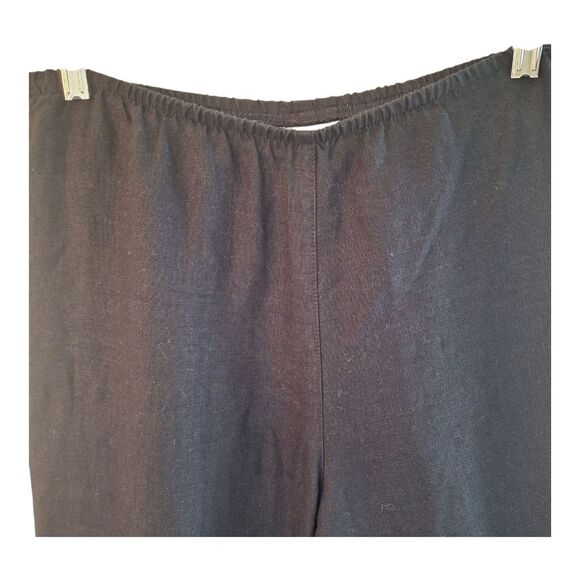 Chico's 100% Linen Pant Black Pull On Wide Leg Back Pockets size 1 S 8 10 Long - Picture 5 of 16